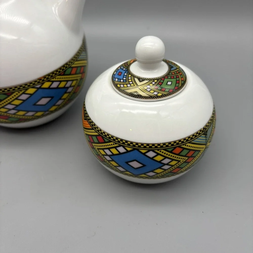 Ethiopian Coffee / Tea Pot Set Fine Porcelain Creamer And‎ Sugar